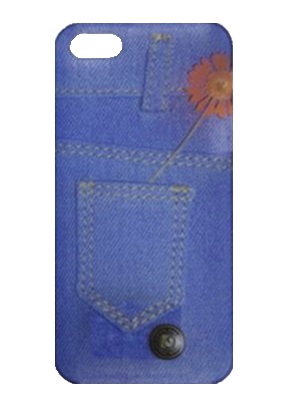 Накладка пластиковая для iPhone 5/5S Soft Touch (Джинсы с цветком)