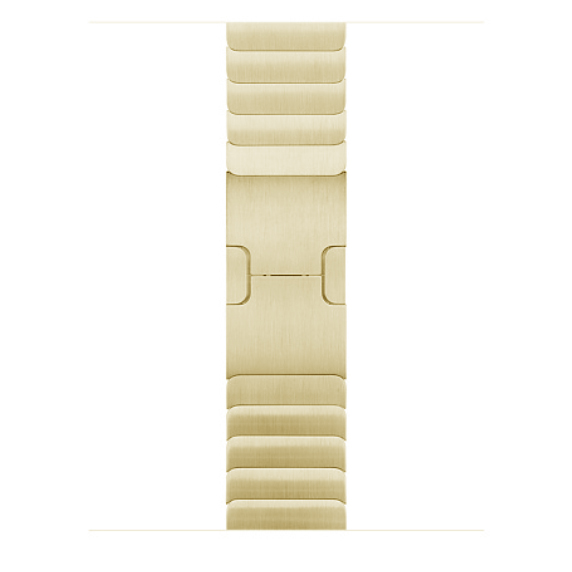 Блочный браслет для Apple watch 38/40mm, (Нержавеющая сталь, особая застёжка «бабочка») (Золото)