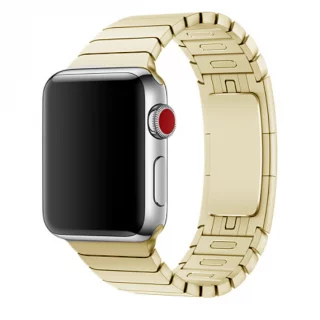 Блочный браслет для Apple watch 38/40mm, (Нержавеющая сталь, особая застёжка «бабочка») (Золото)