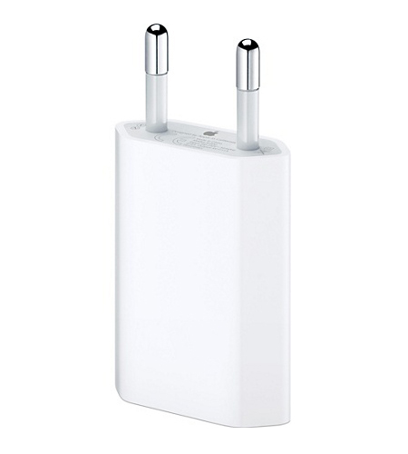 Сетевое зарядное устройство для iPhone (плоское, c логотипом)