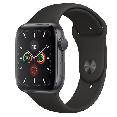 Часы Apple Watch Series 5 44мм, корпус из алюминия цвета «серый космос», спортивный ремешок черного цвета
