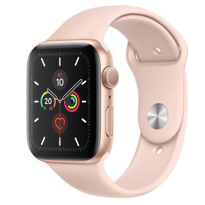 Часы Apple Watch Series 5 44 мм, корпус из алюминия золотого цвета, спортивный ремешок цвета «розовый песок»