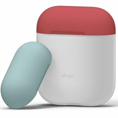 Силиконовый чехол с двумя сменными крышками Elago для AirPods Silicone DUO Case (White)