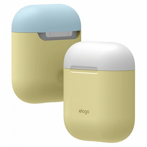 Силиконовый чехол с двумя сменными крышками Elago для AirPods Silicone DUO Case (Yellow)