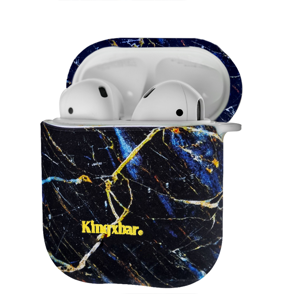 Чехол Kingxbar Nebula для Apple AirPods 2 (черный мрамор)