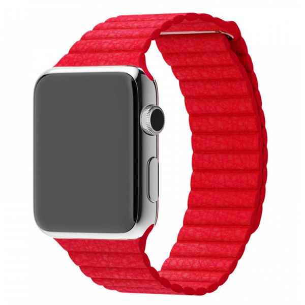 Ремешок кожаный для Apple watch Leather Loop 42/44mm (Красный)