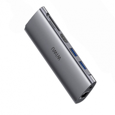 Хаб Wiwu Alpha A11312H 11in1 (USBx3+HDMIx2+LAN+VGA+microSD/SD+3,5mm)