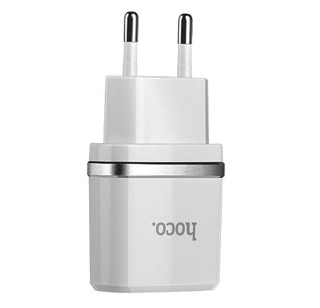 Сетевое зарядное устройство HOCO C12 2xUSB 2,4A + Lightning кабель (Белая)