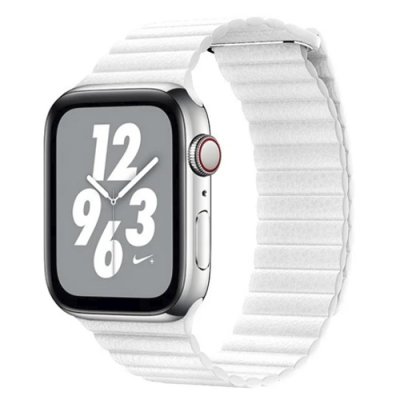 Ремешок кожанный COTEetCL W7 Magnet Band для Apple Watch 42/44mm (Белый)