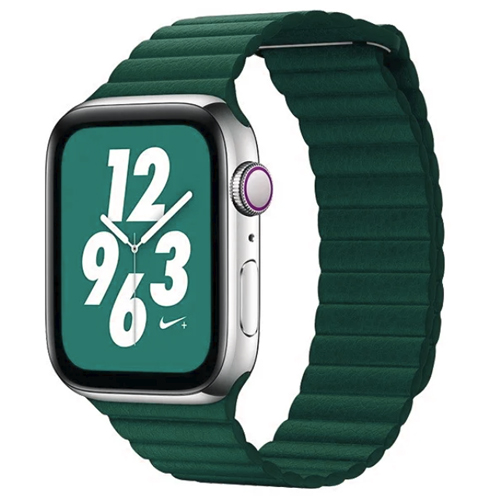 Ремешок кожанный COTEetCL W7 Magnet Band для Apple Watch 38/40mm (Зеленый)