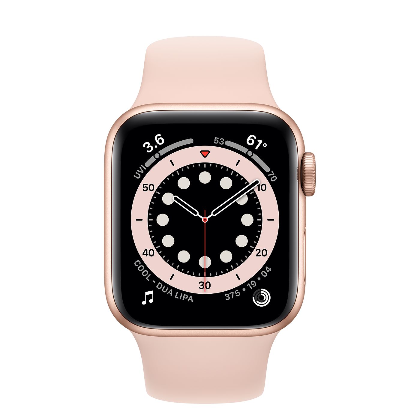 Часы Apple Watch Series 6 44 мм, корпус из алюминия золотого цвета, спортивный ремешок цвета «розовый песок»