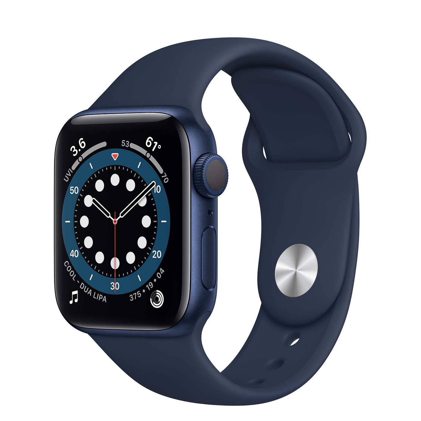 Часы Apple Watch Series 6 44 мм, корпус из алюминия синего цвета, спортивный ремешок цвета «тёмный ультрамарин»