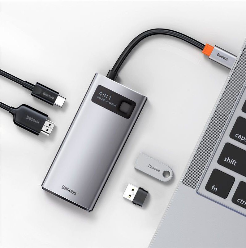 Хаб Baseus Metal Gleam Series 5in1 (USB3.0x3+Type-C+HDMI)
