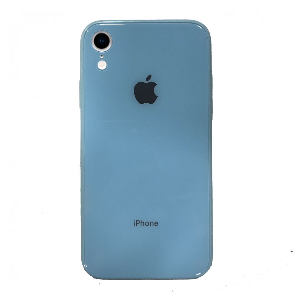 Чехол накладка силикон+стекло для iPhone Xr (Голубой)
