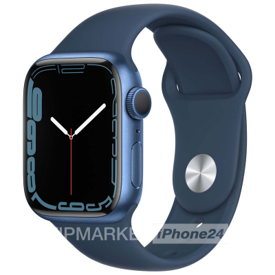Умные часы Apple Watch Series 7 45 мм, корпус из алюминия синего цвета, спортивный ремешок «синий омут» РСТ
