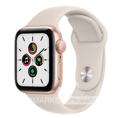 Часы Apple Watch SE GPS 40 мм, алюминий золотого цвета, спортивный ремешок цвета «Сияющая звезда» (для других стран)
