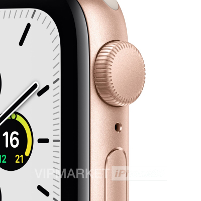 Умные часы Apple Watch SE GPS 44 мм, алюминий золотого цвета, спортивный ремешок цвета «сияющая звезда» РСТ