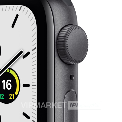 Часы Apple Watch SE GPS 44 мм, алюминий цвета «Серый космос», спортивный ремешок цвета «Тёмная ночь» (Для других стран)