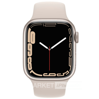 Часы Apple Watch Series 7 45 мм, корпус из алюминия цвета «Сияющая звезда», спортивный ремешок «сияющая звезда» (для других стран)
