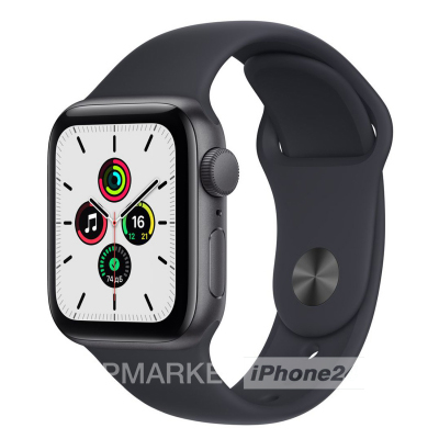 Часы Apple Watch SE GPS 44 мм, алюминий цвета «Серый космос», спортивный ремешок цвета «Тёмная ночь» (для других стран)