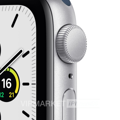 Часы Apple Watch SE GPS 44 мм, алюминий серебристого цвета, спортивный ремешок цвета «Синий омут» (для других стран)