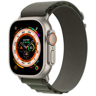 Часы Apple Watch Ultra 49 мм, корпус из титана ремешок Alpine Loop зелёный L (для других стран)