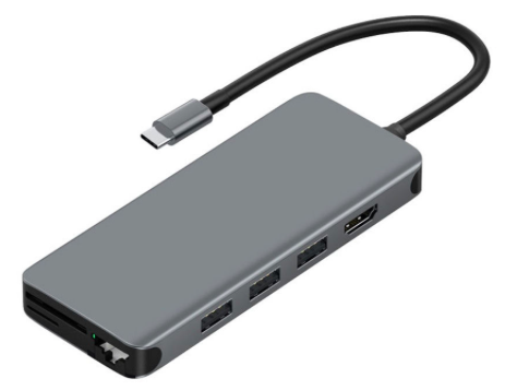 Хаб Wiwu Alpha Type-C 12in1 (USB3.0x3; USB2.0x3; Type-C; HDMI; SD; MicroSD; LAN; 3,5mm) (JMS005)