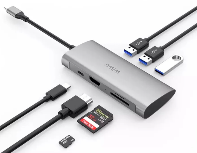 Хаб Wiwu Alpha Type-C 7in1 (USB3.0x3; Type-C; HDMI; SD; MicroSD)(A731HP)