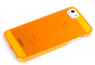 Чехол накладка Rock Texture Semitransparent для iPhone 5S (Оранжевый)