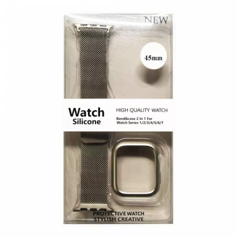 Ремешок Apple Watch 45mm Milanese Loop+бампер (Сияющая звезда)