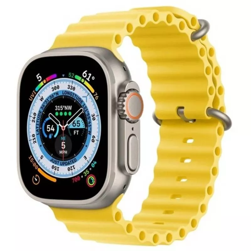 Часы Apple Watch Ultra 49 мм, корпус из титана ремешок Ocean Band желтый (для других стран)
