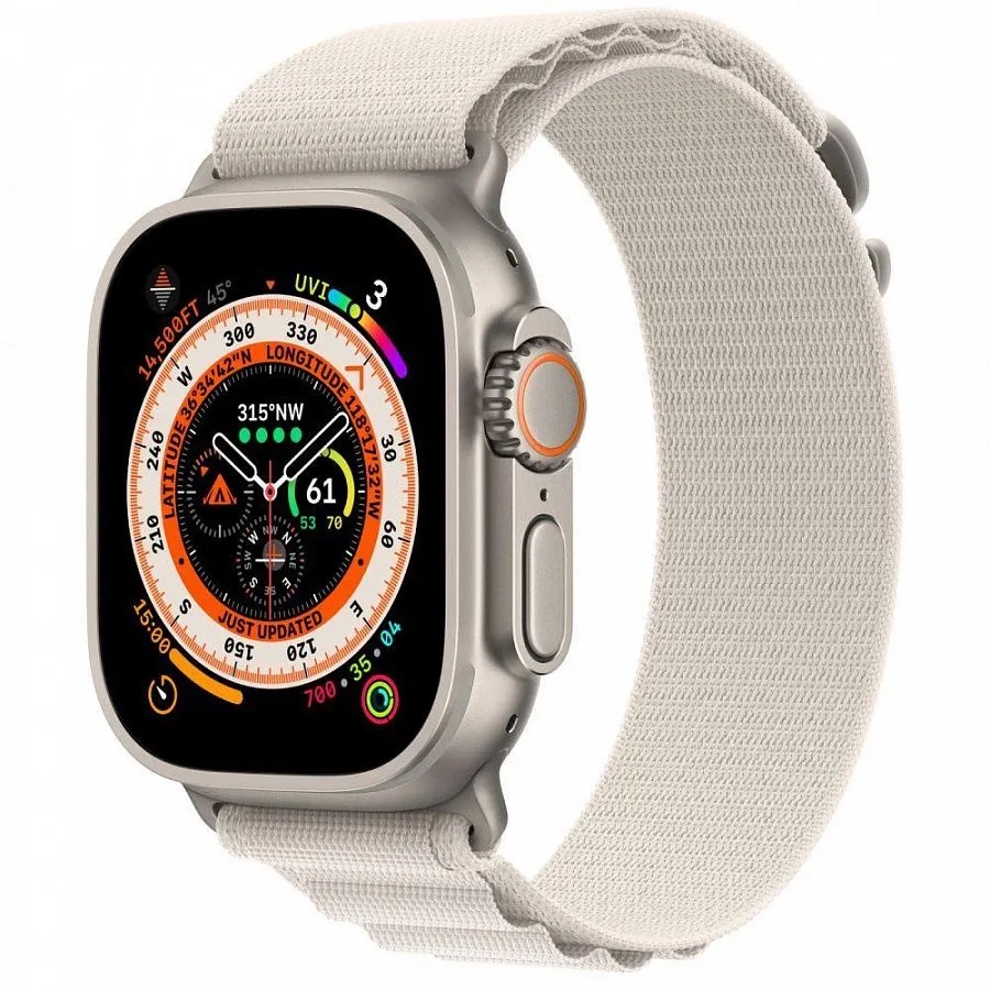 Часы Apple Watch Ultra 49 мм, корпус из титана ремешок Alpine Loop сияющая звезда L (для других стран)