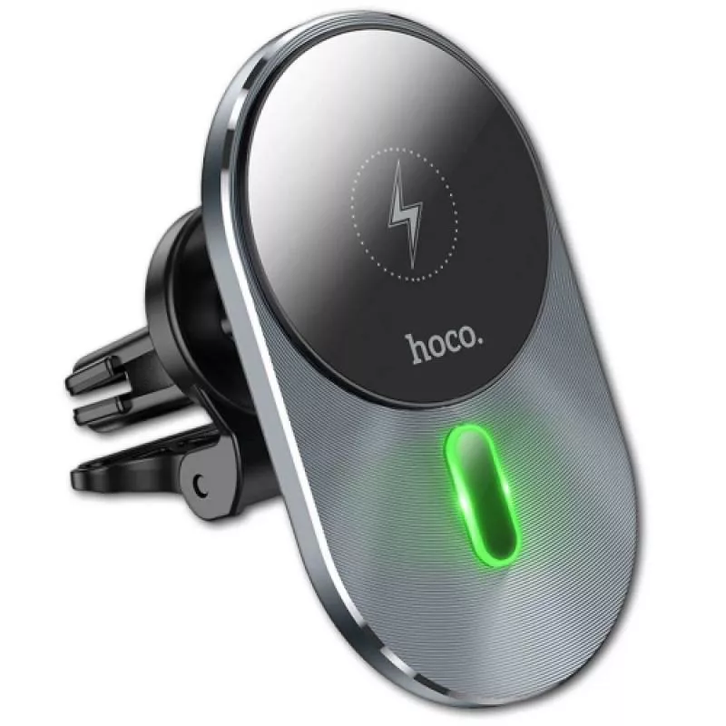 Автомобильный держатель с беспроводной зарядкой Hoco CA91 MagSafe 15W (Серый)
