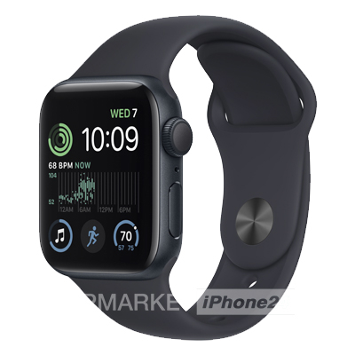 Часы Apple Watch SE 2022 GPS 40 мм, алюминий цвета «Тёмная ночь», спортивный ремешок S/M цвета «Тёмная ночь»  (для других стран)