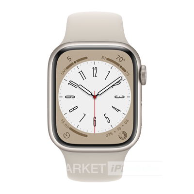 Часы Apple Watch Series 8 41 мм, корпус из алюминия цвета «Сияющая звезда», спортивный ремешок цвета «Сияющая звезда» (для других стран)