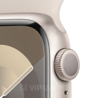 Часы Apple Watch Series 9 41 мм, корпус из алюминия цвета «Сияющая звезда», спортивный ремешок M/L цвета «Сияющая звезда» (для других стран)