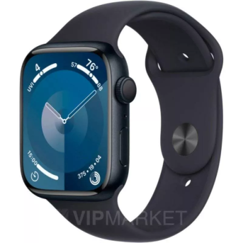 Часы Apple Watch Series 9 41 мм, корпус из алюминия цвета «Тёмная ночь», спортивный ремешок S/M «Тёмная ночь» (для других стран)