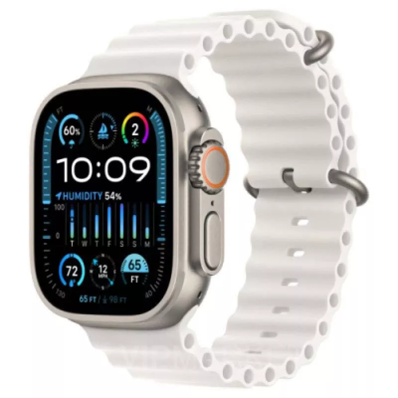 Часы Apple Watch Ultra 2 Natural 49 мм, корпус из титана, ремешок Ocean белого цвета (для других стран)