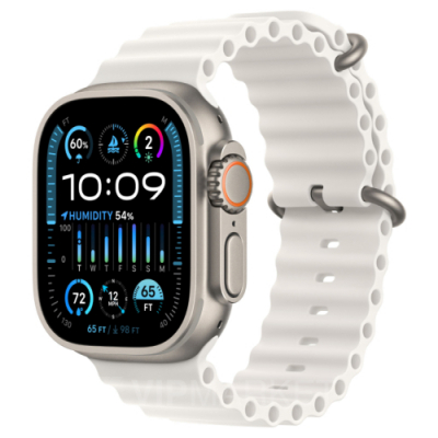 Часы Apple Watch Ultra 2 49 мм, корпус из титана, ремешок Ocean белого цвета (для других стран)