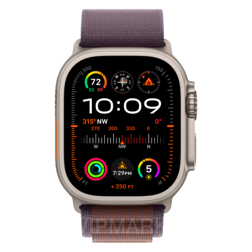 Часы Apple Watch Ultra 2 49 мм, корпус из титана, ремешок Alpine Loop цвета «Индиго» (для других стран)