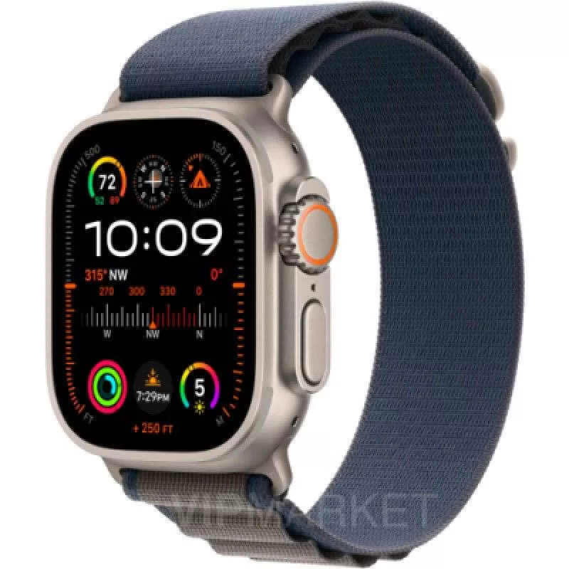 Часы Apple Watch Ultra 2 Natural 49 мм, корпус из титана, ремешок Alpine Loop синего цвета, размер M (для других стран)