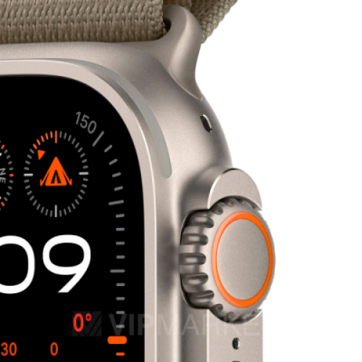 Часы Apple Watch Ultra 2 49 мм, корпус из титана, ремешок Alpine Loop оливкового цвета (для других стран)