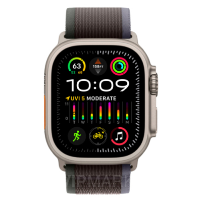 Часы Apple Watch Ultra 2 49 мм, корпус из титана, ремешок Trail Loop синего/черного цвета (для других стран)