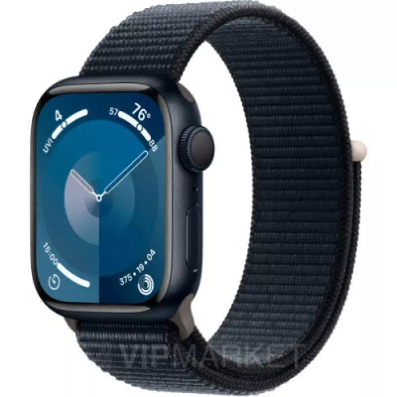 Часы Apple Watch Series 9 41 мм, корпус из алюминия цвета «Тёмная ночь», спортивный браслет цвета «Тёмная ночь» (для других стран)