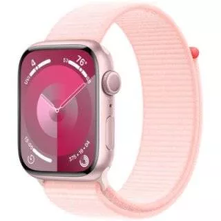 Часы Apple Watch Series 9 45 мм, корпус из алюминия розового цвета, спортивный браслет нежно-розового цвета (для других стран)