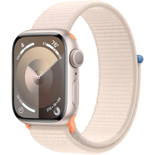 Часы Apple Watch Series 9 45 мм, корпус из алюминия цвета «Сияющая звезда», спортивный браслет цвета «Сияющая звезда» (для других стран)