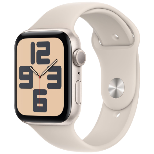Часы Apple Watch SE 2023 40 мм, корпус из алюминия цвета «Сияющая звезда», спортивный ремешок S/M цвета «Сияющая звезда» (для других стран)