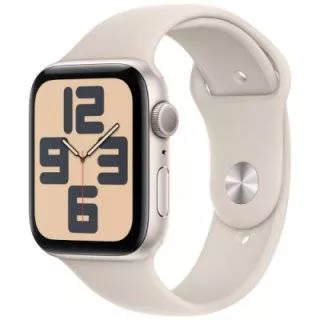 Часы Apple Watch SE 2023 44 мм, корпус из алюминия цвета «Сияющая звезда», спортивный ремешок M/L цвета «Сияющая звезда» (для других стран)