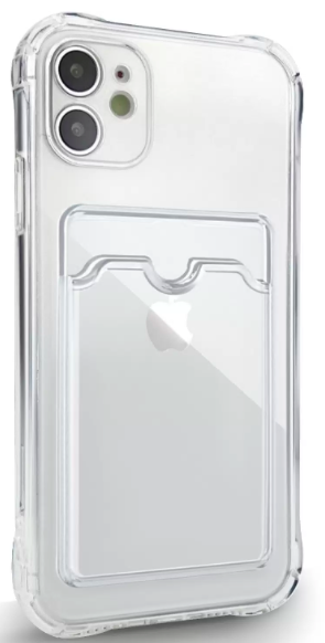 Чехол силиконовый для iPhone 11 с отделом под карту (Прозрачный)