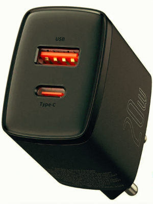 Сетевой адаптер Baseus Compact Quick Charger USB/Type-C 20W (CCXJ-B01) Черный